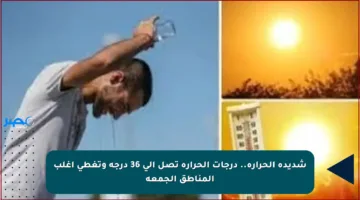 شديدة الحرارة.. درجات الحرارة تصل إلى 36 درجة وتغطي أغلب المناطق الجمعة